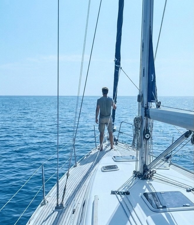 Joshua Johnson at the bow